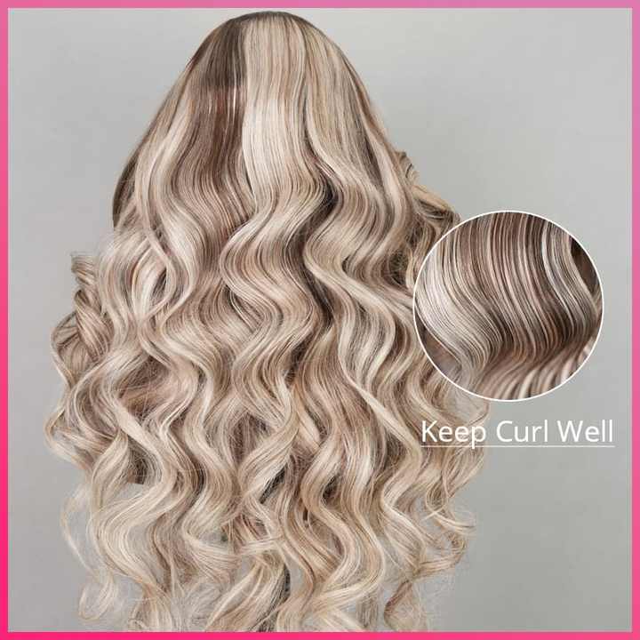Glueless Wigs Low Price Cold Ash Blonde Hair Highlighted Soft Keratin Layers Aligned Human Hair Lace Front Wigs For Women