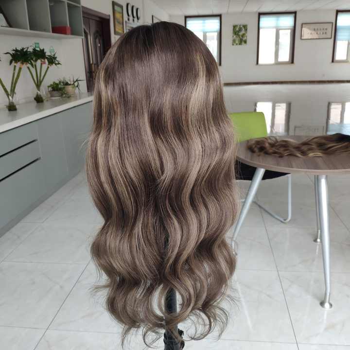 4C Style Women's Lace Front Wig Wavy Hair Transparent Lace Cap Large Size Silver Gray Raw Hair