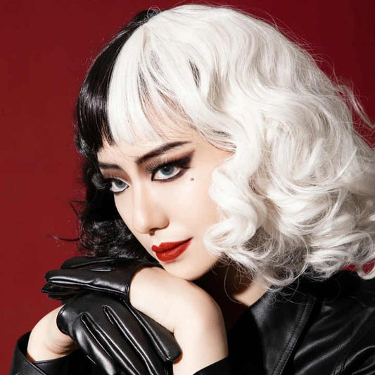 Europe and the United States short curly hair full wig Maleficent Cruella De Vil Cosplay